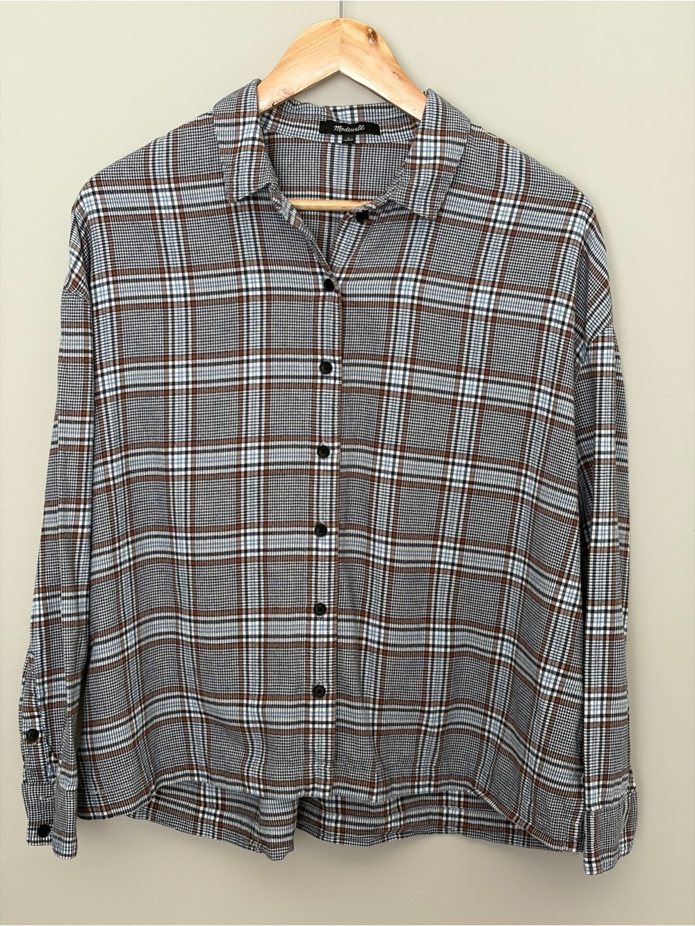 Madewell Plaid Button-Down Shirt - Brown, Gray, Blue, White